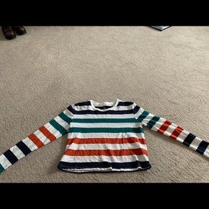 Striped cropped long sleeve tee shirt